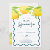 Aquarelle jaune Citron nuptiale douche Invitation (Devant / Derrière)