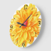 Aquarelle jaune Dahlia grande horloge (Angle)