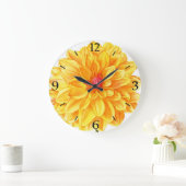 Aquarelle jaune Dahlia grande horloge (Maison)