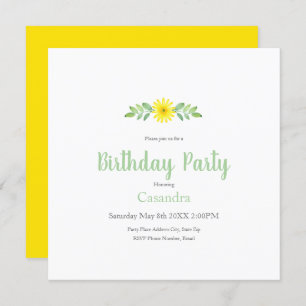 Aquarelle Jaune Daisy Floral Swag Invitation