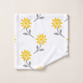 Aquarelle jaune et gris Motif marguerite (Gant de toilette)