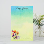 Aquarelle jaune et turquoise papeterie personnalis (Debout devant)