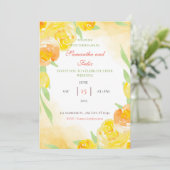 Aquarelle jaune Faire-part de mariage florale (Debout devant)