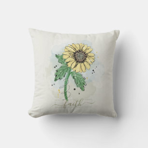 Aquarelle Jaune Fleur Foi Jaillir Oreiller