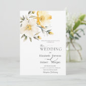 Aquarelle Jaune Fleurs blanches Faire-part de mari (Debout devant)