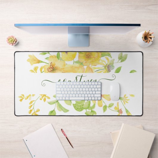 Aquarelle jaune floral personnalisé (Bureau 1)