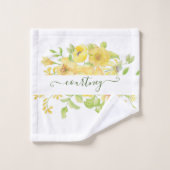 Aquarelle jaune floral personnalisé (Gant de toilette)