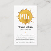 Aquarelle jaune foncé - Carte de visite de monogra (Devant)