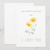 aquarelle jaune marguerite fleurs carte de voeux (Devant / Derrière)