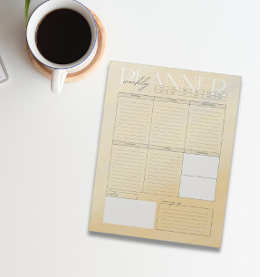 Aquarelle Jaune moderne Bloc-notes du planificateu