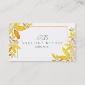 Aquarelle jaune moderne Carte de visite floral (Devant)