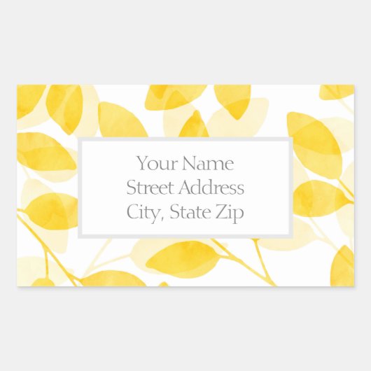 Aquarelle jaune or Feuilles Étiquettes (Devant)