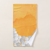 Aquarelle jaune-orange et fleurs blanches (Serviette à main)