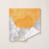 Aquarelle jaune-orange et fleurs blanches (Gant de toilette)