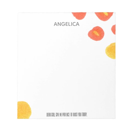 Aquarelle jaune orange moderne Cher Dieu Bloc-note (Devant)