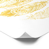 Aquarelle jaune Plumes Tribal Imprimer Poster (Coin)