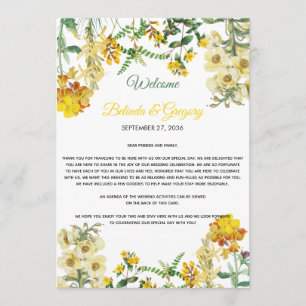 Aquarelle jaune Programme d'itinéraire Mariage flo