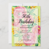 Aquarelle jaune rose chaud vibrant Invitations flo (Devant)