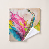 Aquarelle Jazzy Saxophone (Gant de toilette)