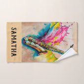 Aquarelle Jazzy Saxophone (Serviette à main)