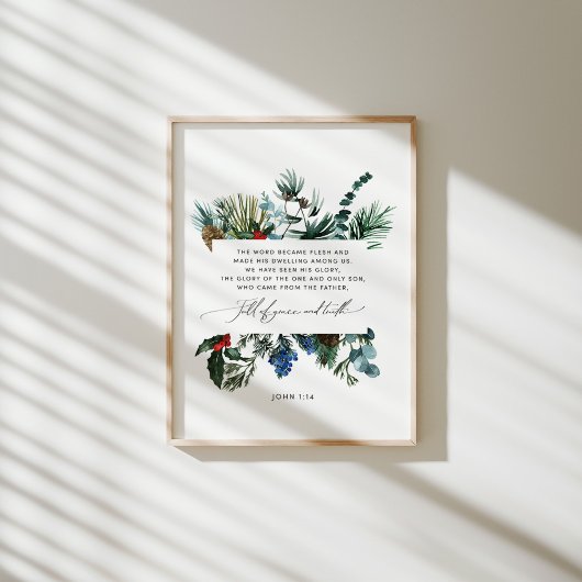 Aquarelle John 1:14 affiche de Noël