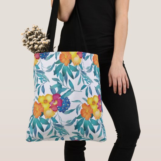 Aquarelle Joli Sac fourre-tout Floral (De près)