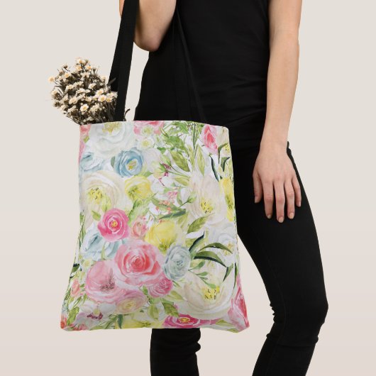 Aquarelle Joli Sac fourre-tout Floral (De près)
