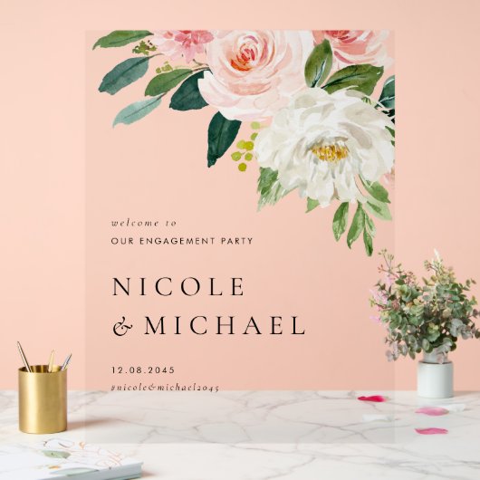 Aquarelle Jolie Fleurs de Jardin (Mariage)