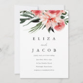 Aquarelle jolie rose Faire-part de mariage florale (Devant)