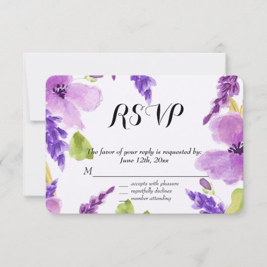 Aquarelle jolie violette Florale RSVP (Devant)