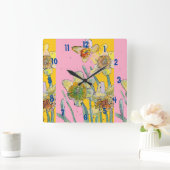 Aquarelle jonquille femmes horloge de bureau jaune (Maison)