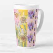 Aquarelle jonquille Jaune Fleur florale Latte Mug (Angle droit)