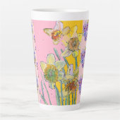 Aquarelle jonquille Jaune Fleur florale Latte Mug (Devant)