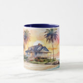 Aquarelle Jote Sunset Beach et Cottage Mug (Centre)