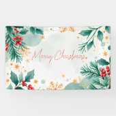 Aquarelle Joyeux bannière de Noël - Feuilles (Horizontal)