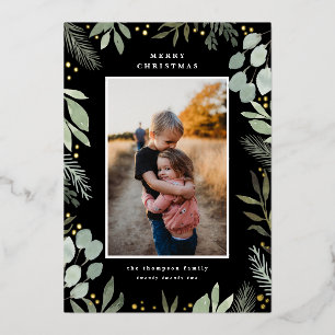 Aquarelle Joyeux Carte photo de Noël Real Foil