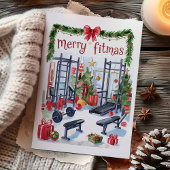 Aquarelle Joyeux Fitmas Carte de Noël
