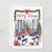 Aquarelle Joyeux Fitmas Carte de Noël (Devant)