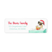 Aquarelle Joyeux Noël Français Bulldog Étiquette (Devant)