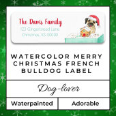 Aquarelle Joyeux Noël Français Bulldog Étiquette