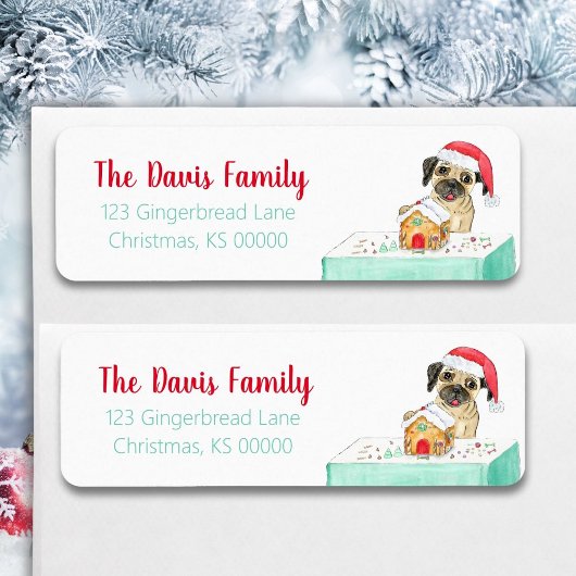 Aquarelle Joyeux Noël Français Bulldog Étiquette