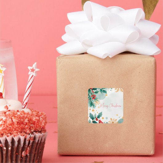 Aquarelle Joyeux Sticker de Noël Élégant (Fête)