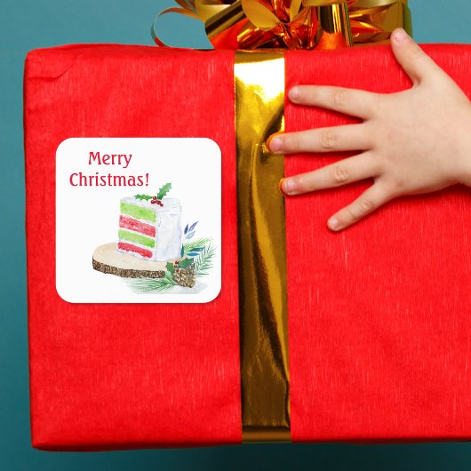 Aquarelle Joyeux Stickers de gâteau en couche de N