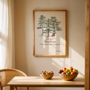 aquarelle Joyeux voeux de Noël Poster