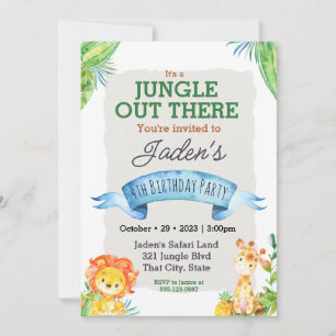 Aquarelle Jungle Animal Invitation Anniversaire