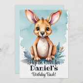 Aquarelle Kangaroo Birthday Bash Invitation (Devant / Derrière)