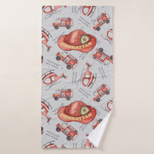 Aquarelle Kid Red Firefighter Design mignon