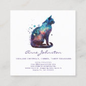 Aquarelle Kitty Blue Purple Carré Carte de visite (Dos)