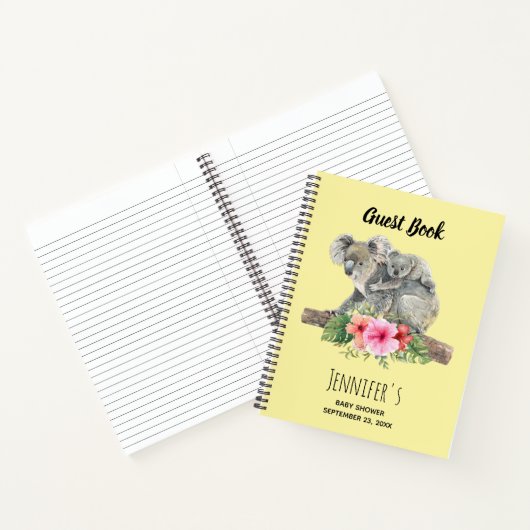 Aquarelle Koala Oears Baby shower livre d'hôtes mi (Intérieur)