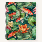 Aquarelle Koi et nappes d'eau Carnet spiral (Devant)